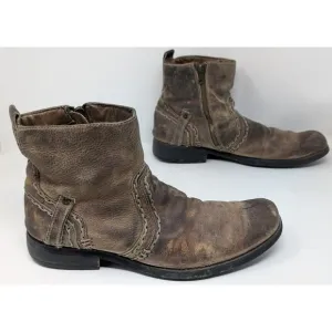 Bed‎ Stu Revolution Men's Size 10.5 Boots Brown Leather Side Zip Ankle Boots VTG