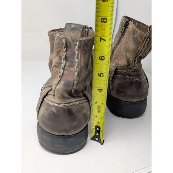 Bed‎ Stu Revolution Men's Size 10.5 Boots Brown Leather Side Zip Ankle Boots VTG
