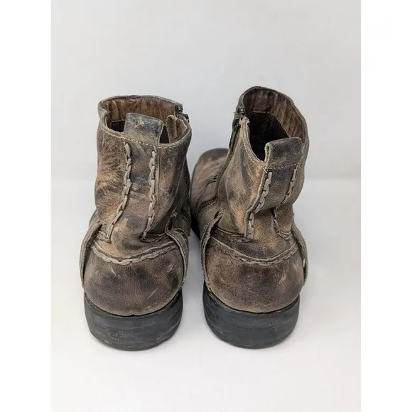 Bed‎ Stu Revolution Men's Size 10.5 Boots Brown Leather Side Zip Ankle Boots VTG