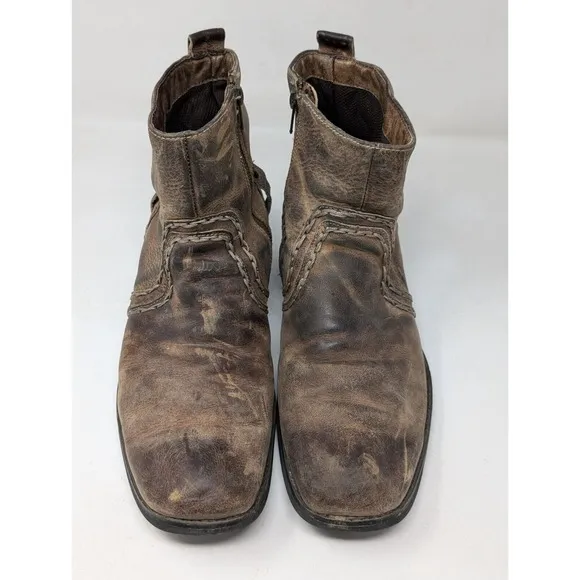 Bed‎ Stu Revolution Men's Size 10.5 Boots Brown Leather Side Zip Ankle Boots VTG