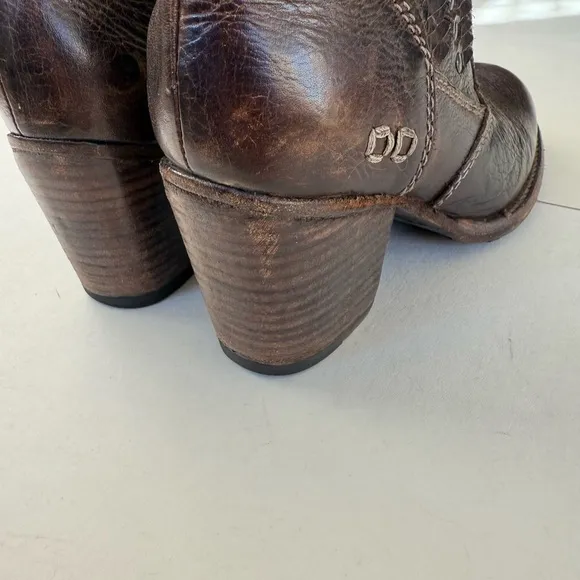 Bed Stu Shrill Side Zip Leather Cobbler Ankle Boots Rustic Brown WMNS Size 6.5