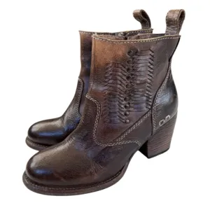 Bed Stu Shrill Side Zip Leather Cobbler Ankle Boots Rustic Brown WMNS Size 6.5