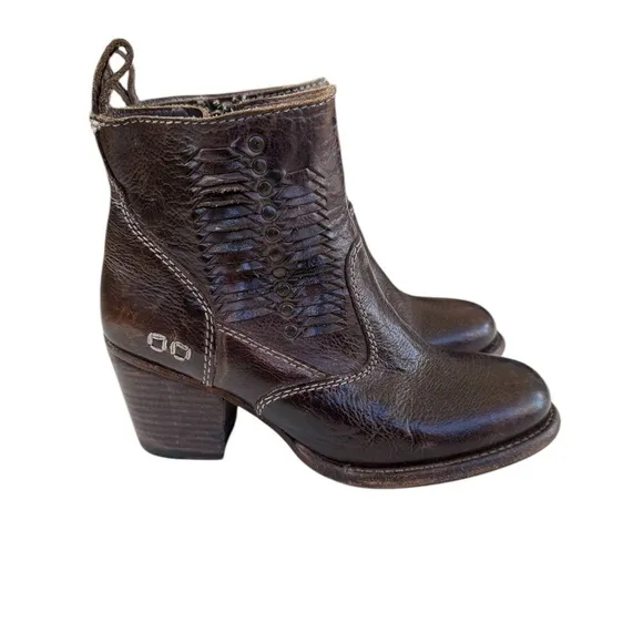 Bed Stu Shrill Side Zip Leather Cobbler Ankle Boots Rustic Brown WMNS Size 6.5