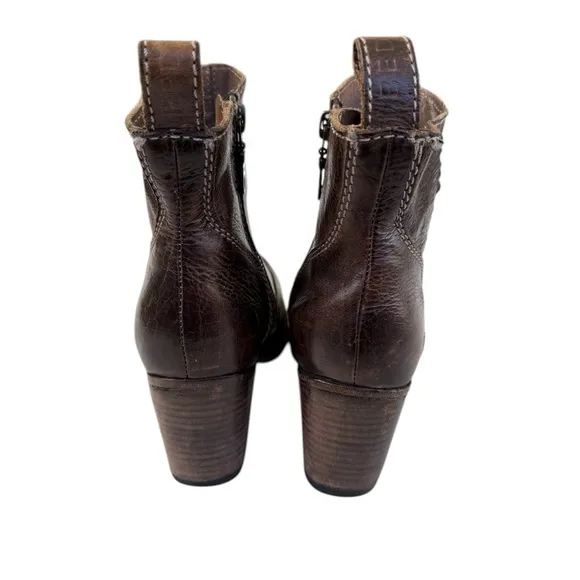 Bed Stu Shrill Side Zip Leather Cobbler Ankle Boots Rustic Brown WMNS Size 6.5