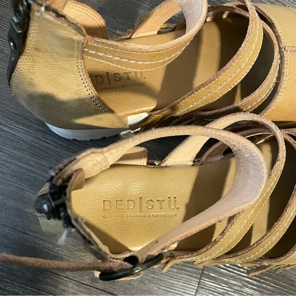 BEDSTU Emelia Fringe Chunky Platform Sandals Sz 8