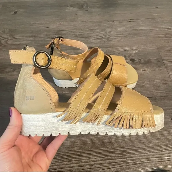 BEDSTU Emelia Fringe Chunky Platform Sandals Sz 8