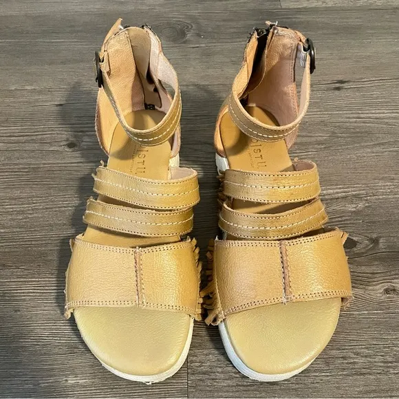 BEDSTU Emelia Fringe Chunky Platform Sandals Sz 8