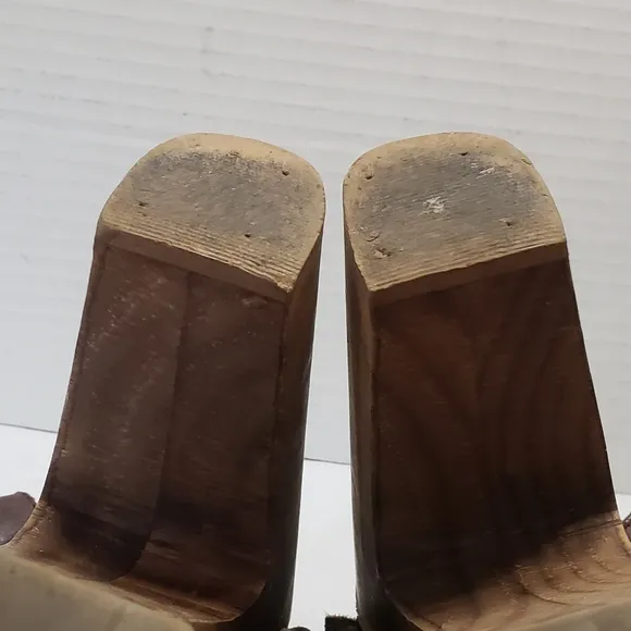 BedStu Marilyn Teak Rustic Leather Platform Sandals Size 9 Block Heels C…