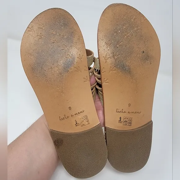 BEEK sandals Blackbird gold women's size 9 leather