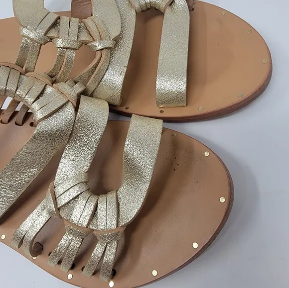 BEEK sandals Blackbird gold women's size 9 leather