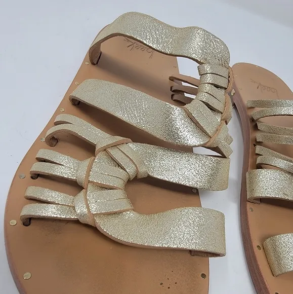 BEEK sandals Blackbird gold women's size 9 leather