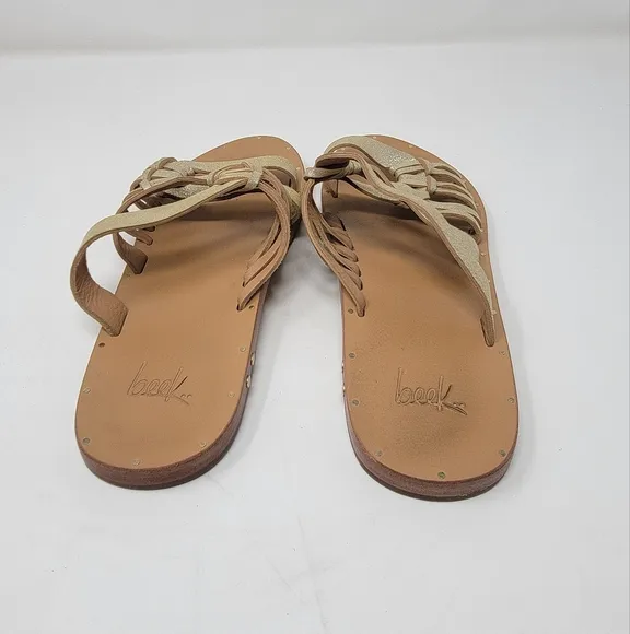 BEEK sandals Blackbird gold women's size 9 leather