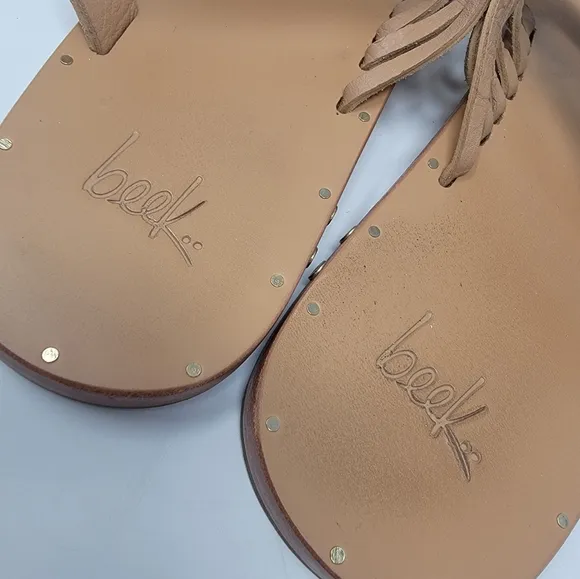 BEEK sandals Blackbird gold women's size 9 leather
