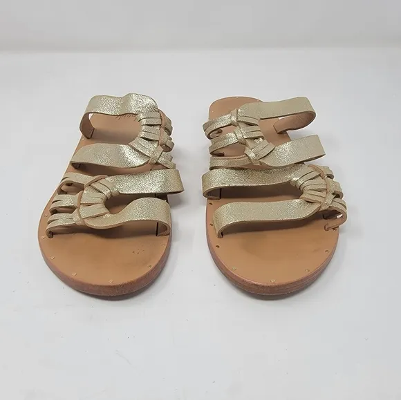 BEEK sandals Blackbird gold women's size 9 leather