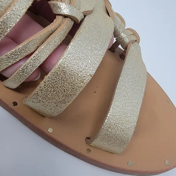 BEEK sandals Blackbird gold women's size 9 leather