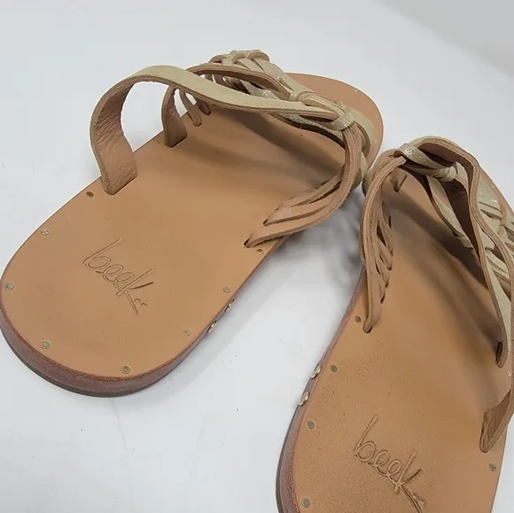 BEEK sandals Blackbird gold women's size 9 leather
