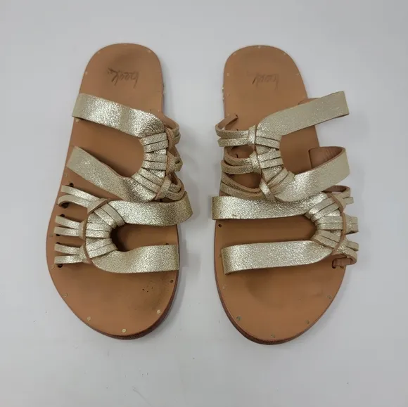BEEK sandals Blackbird gold women's size 9 leather