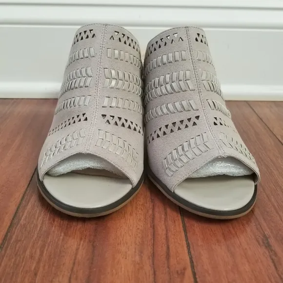 Bella Vita mixed fabric leather and suede open toe sandals