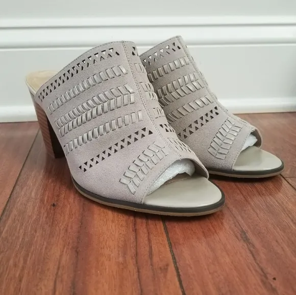 Bella Vita mixed fabric leather and suede open toe sandals