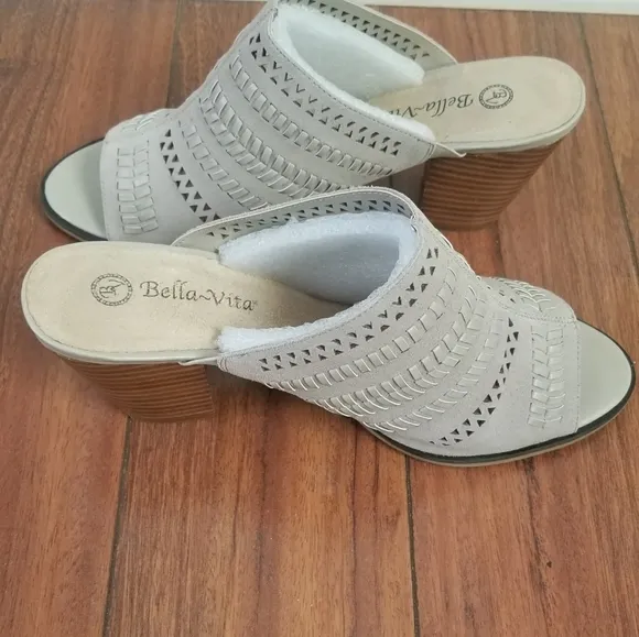 Bella Vita mixed fabric leather and suede open toe sandals
