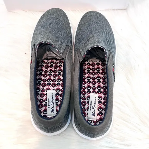 Ben Sherman Men’s Percy Slip-On Sneakers Loafers Gray Canvas NEW WITH BOX