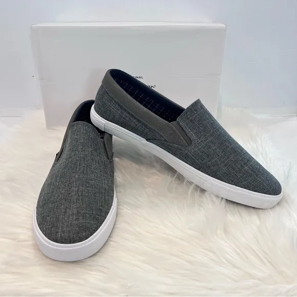 Ben Sherman Men’s Percy Slip-On Sneakers Loafers Gray Canvas NEW WITH BOX