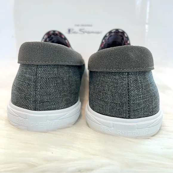 Ben Sherman Men’s Percy Slip-On Sneakers Loafers Gray Canvas NEW WITH BOX