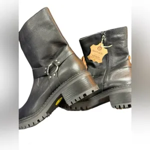Bertuchi NEW 9.5 Black Leather Side Zip Combat Boots Lined Cyber Grunge Chelsea