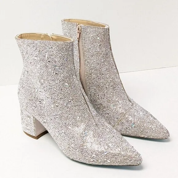 Betsey Johnson Kyla Ankle Boots, Rhinestone, Women's 7.5