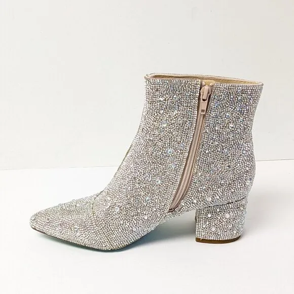 Betsey Johnson Kyla Ankle Boots, Rhinestone, Women's 7.5