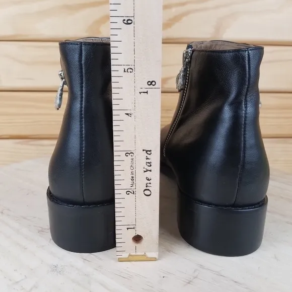 Bettye Muller 8.5 US Trinity Black Biker Leather Side Zip Booties Ankle Boot NEW