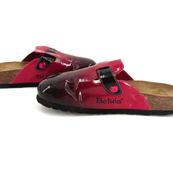 Betula Birkenstock Clogs Slides Size 7 Ombre Faux Patent Leather Slip-On Hippie