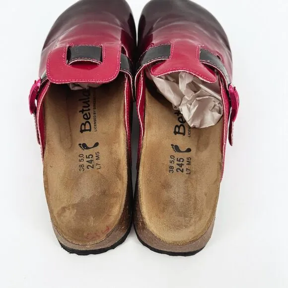 Betula Birkenstock Clogs Slides Size 7 Ombre Faux Patent Leather Slip-On Hippie