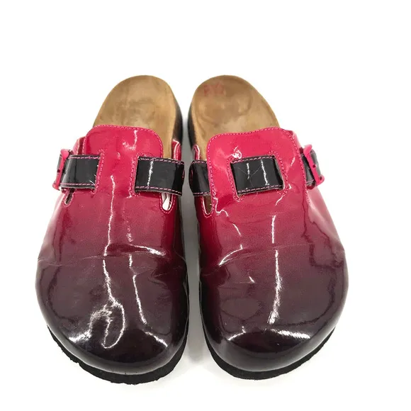 Betula Birkenstock Clogs Slides Size 7 Ombre Faux Patent Leather Slip-On Hippie