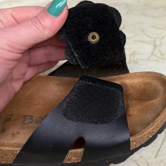 Betula Black Polka Dot Flower Slide Sandals Size 8, Birkenstock Sandals