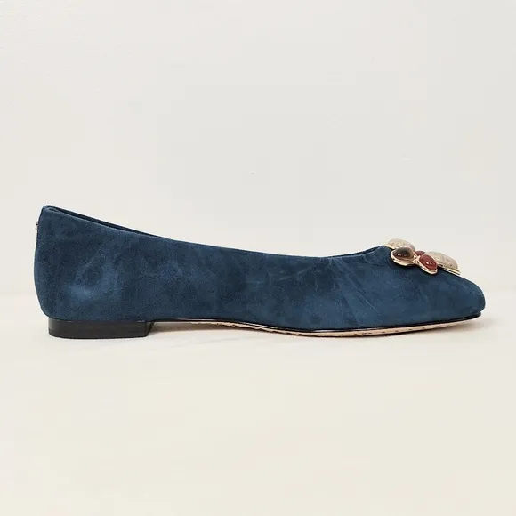 Birdies The Hummingbird Teal Suede Stone Size 8 Ballet Flats Blue Slip-on Shoes