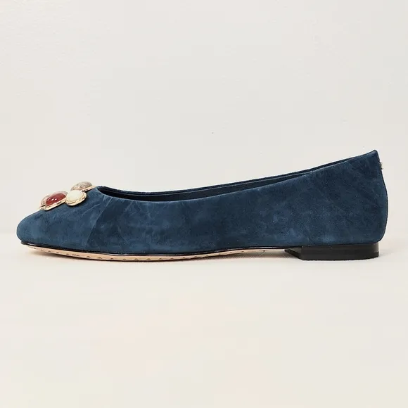 Birdies The Hummingbird Teal Suede Stone Size 8 Ballet Flats Blue Slip-on Shoes