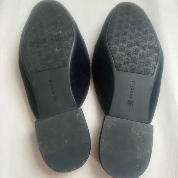 Birdies The Phoebe Velvet Mule Slides In Navy Penny Loafer Leather Comfy Size 8