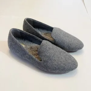 Birdies The Starling Gray Wool Faux Fur Lined loafer Flat Slip On Size 7.5