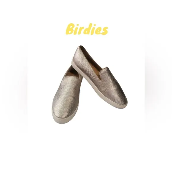 Birdies The Swift Slip-On Gold Leather Sneaker sz 9 Lightweight Cushioned Loafer