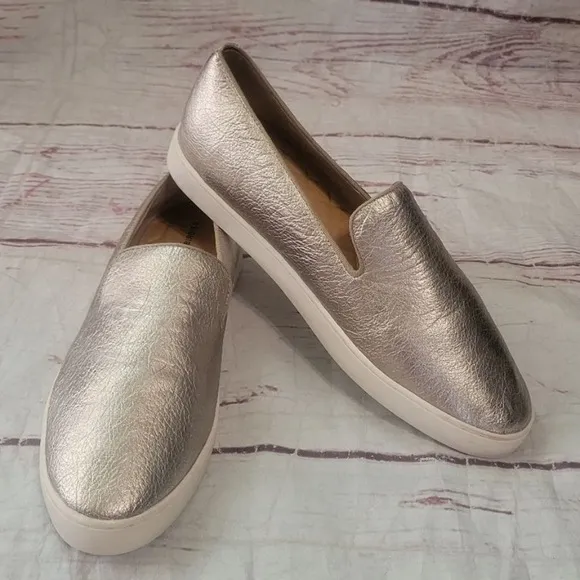 Birdies The Swift Slip-On Gold Leather Sneaker sz 9 Lightweight Cushioned Loafer