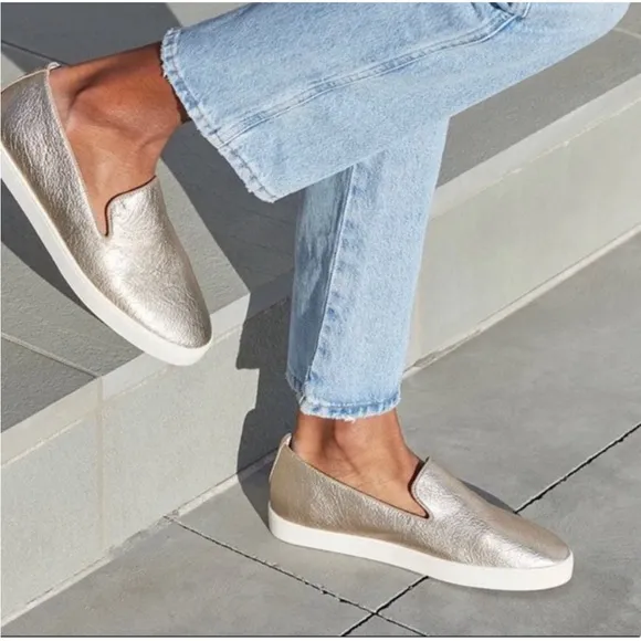 Birdies The Swift Slip-On Gold Leather Sneaker sz 9 Lightweight Cushioned Loafer