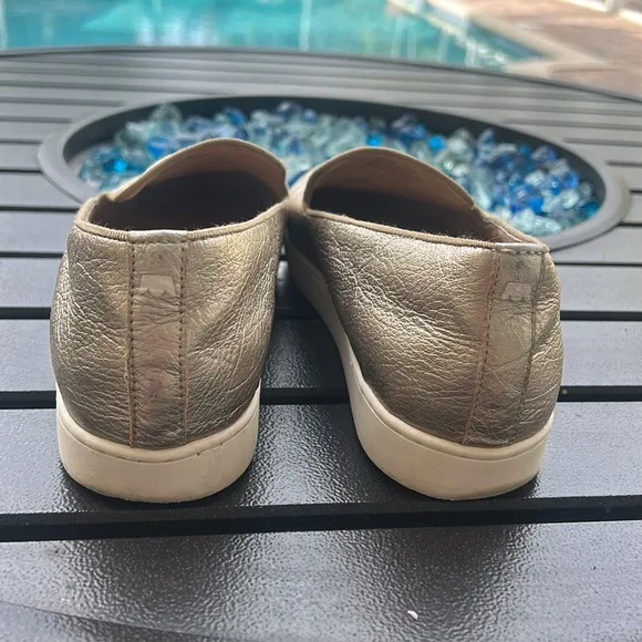 Birdies The Swift Slip-On Gold Leather Sneaker sz 9 Lightweight Cushioned Loafer