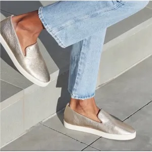 Birdies The Swift Slip-On Gold Leather Sneaker sz 9 Lightweight Cushioned Loafer