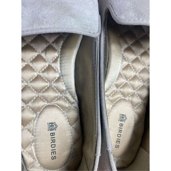 Birdies The Starling Shadow Tan Suede Slip On Quilted Cushion Sole Flats Wms Sz
