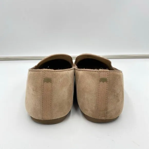 Birdies Women's Tan The Sterling Suede Leather Slip-on Ballet Flats Size 10