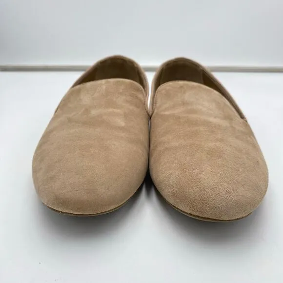 Birdies Women's Tan The Sterling Suede Leather Slip-on Ballet Flats Size 10