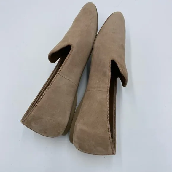 Birdies Women's Tan The Sterling Suede Leather Slip-on Ballet Flats Size 10