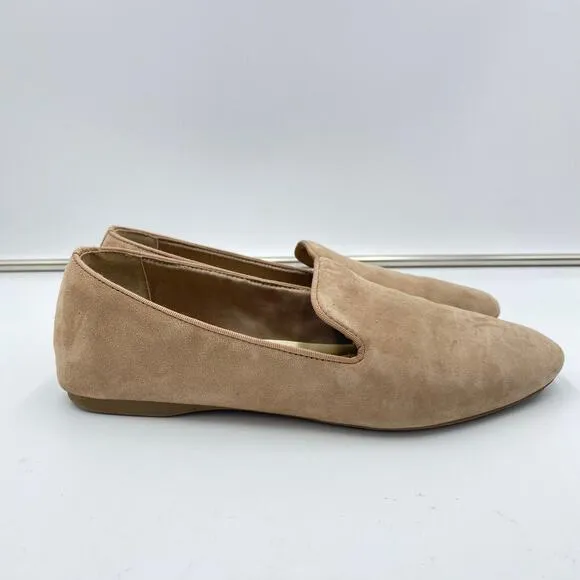 Birdies Women's Tan The Sterling Suede Leather Slip-on Ballet Flats Size 10