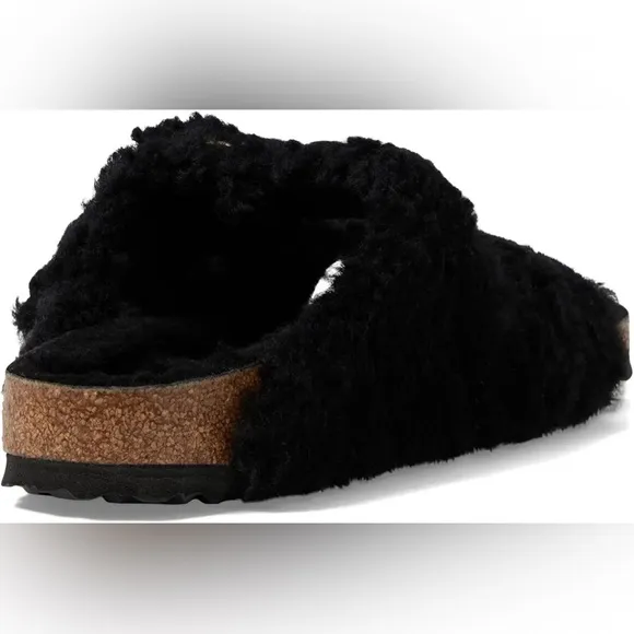 🖤BIRKENSTOCK ARIZONA BIG BUCKLE TEDDY SHEARLING SANDALS BLACK 9 40 NARROW